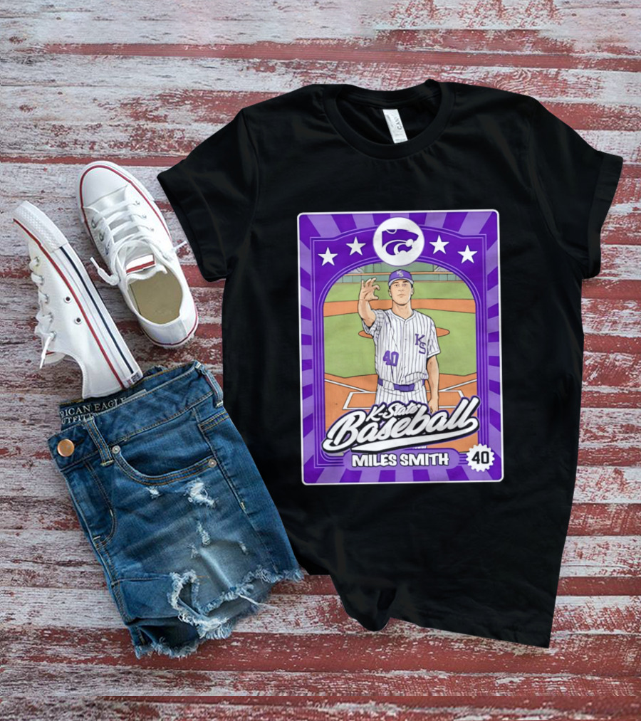 Miles Smith 40 K State Baseball Wildcats Kansas State T-Shirt