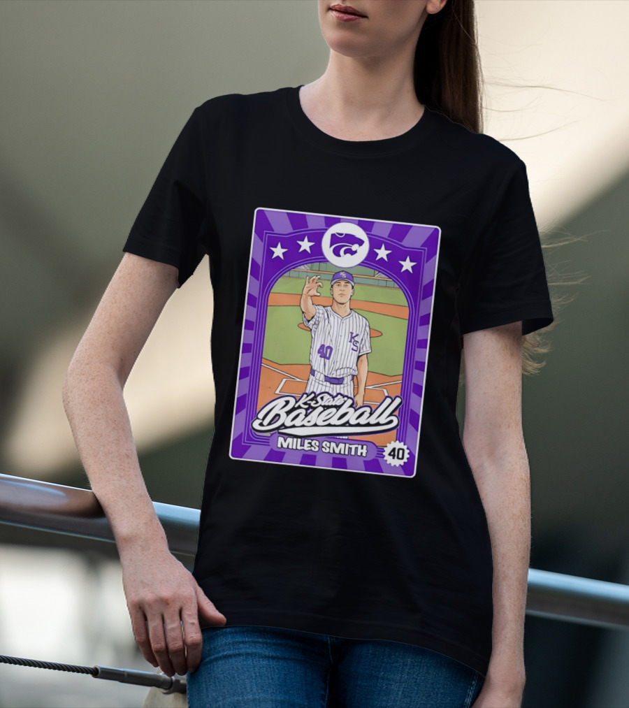 Miles Smith 40 K State Baseball Wildcats Kansas State T-Shirt