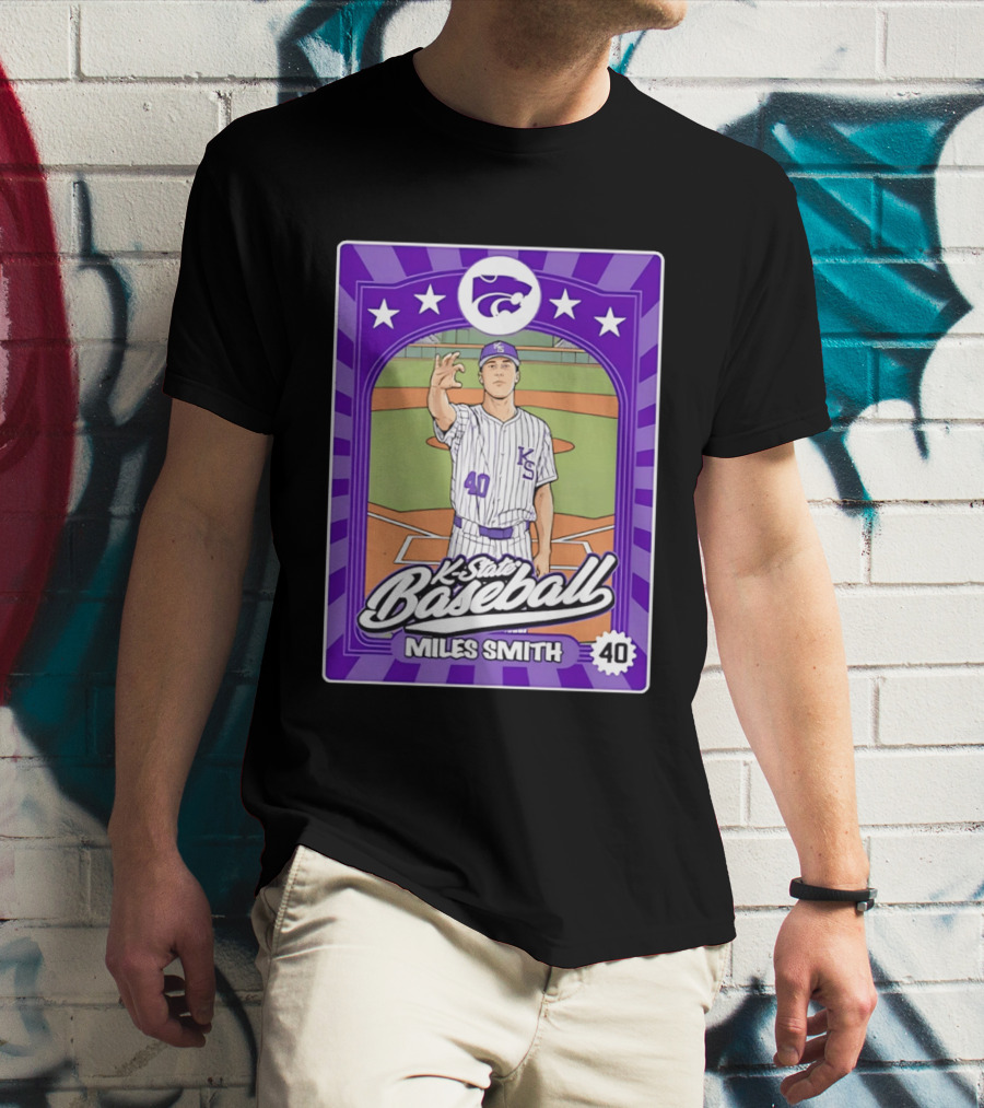 Miles Smith 40 K State Baseball Wildcats Kansas State T-Shirt