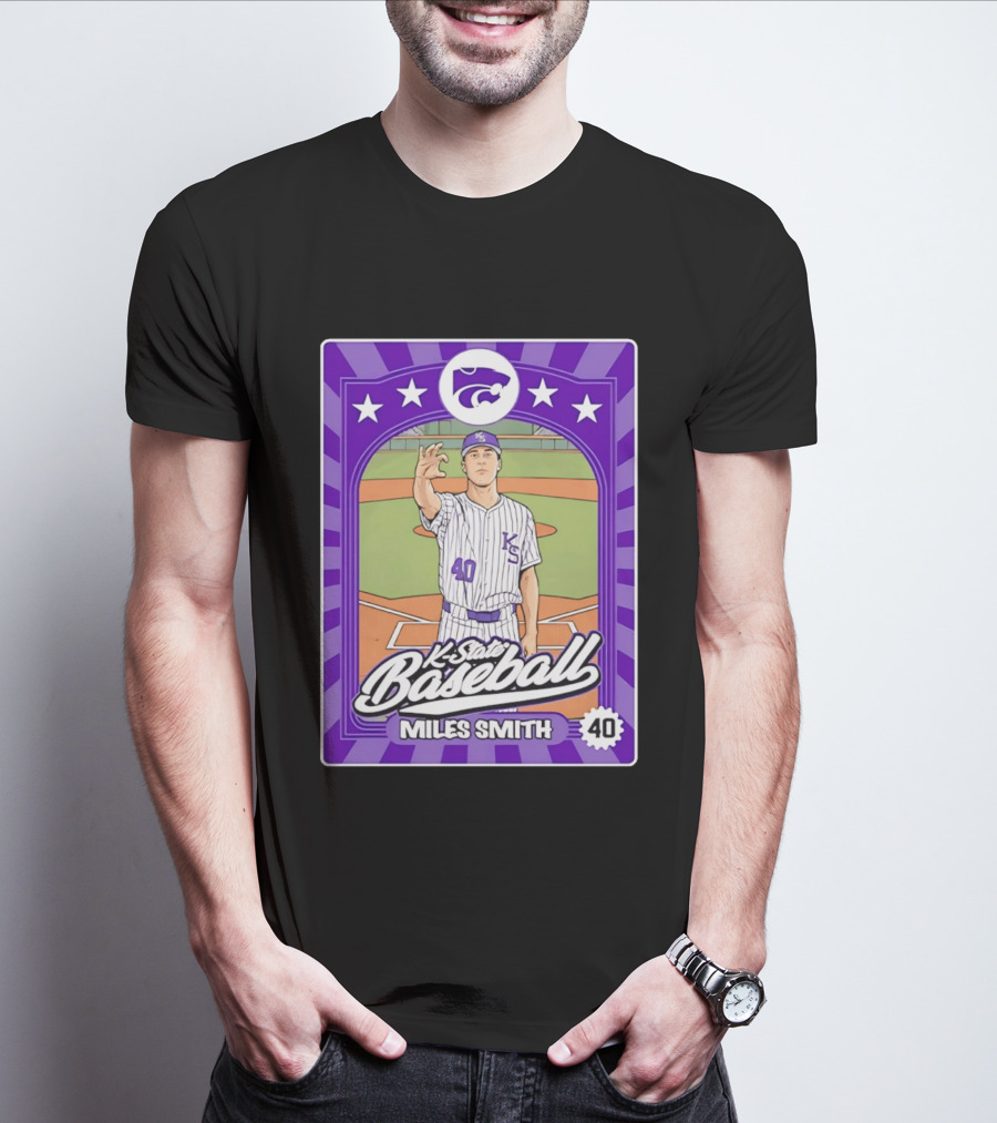 Miles Smith 40 K State Baseball Wildcats Kansas State T-Shirt