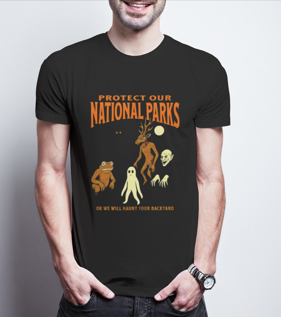 Protect Our National Parks Or We Will Haunt Your Backyard Deer Frog Ghost Skulls T-Shirt