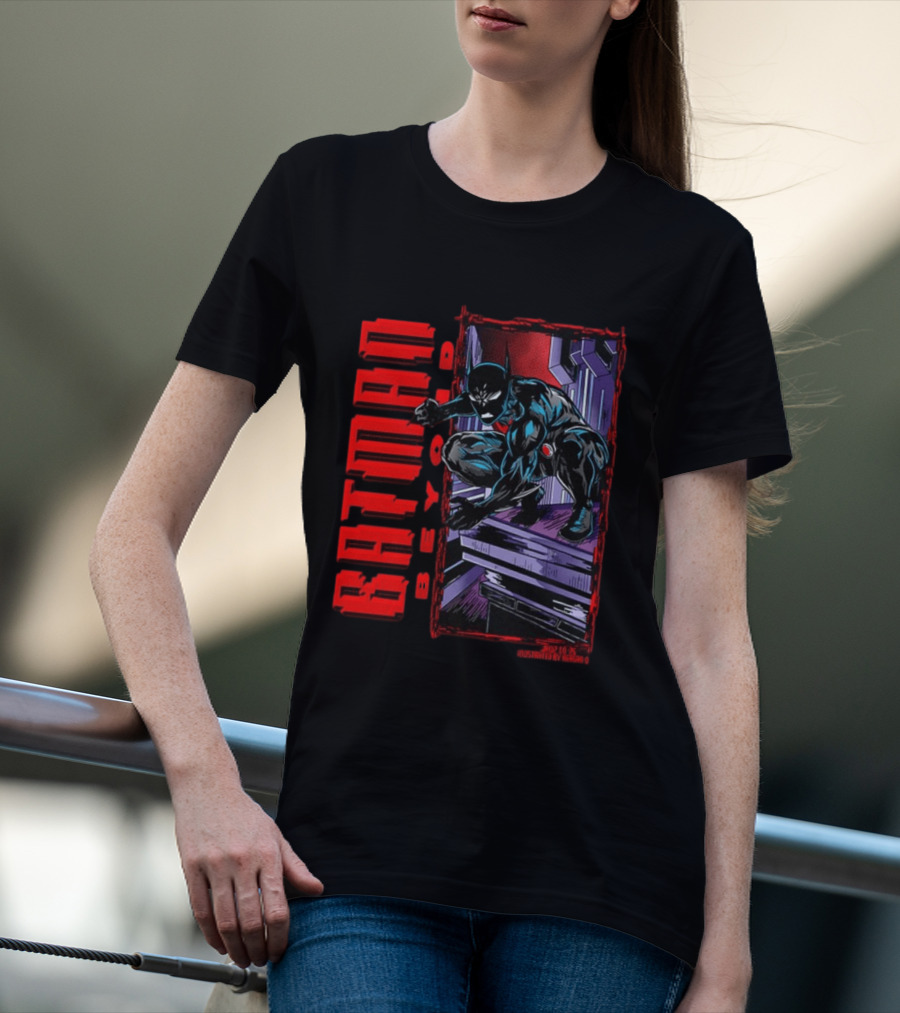 Batman Beyond Combat Readiness Stance Dynamic Gotham City Scene T-Shirt