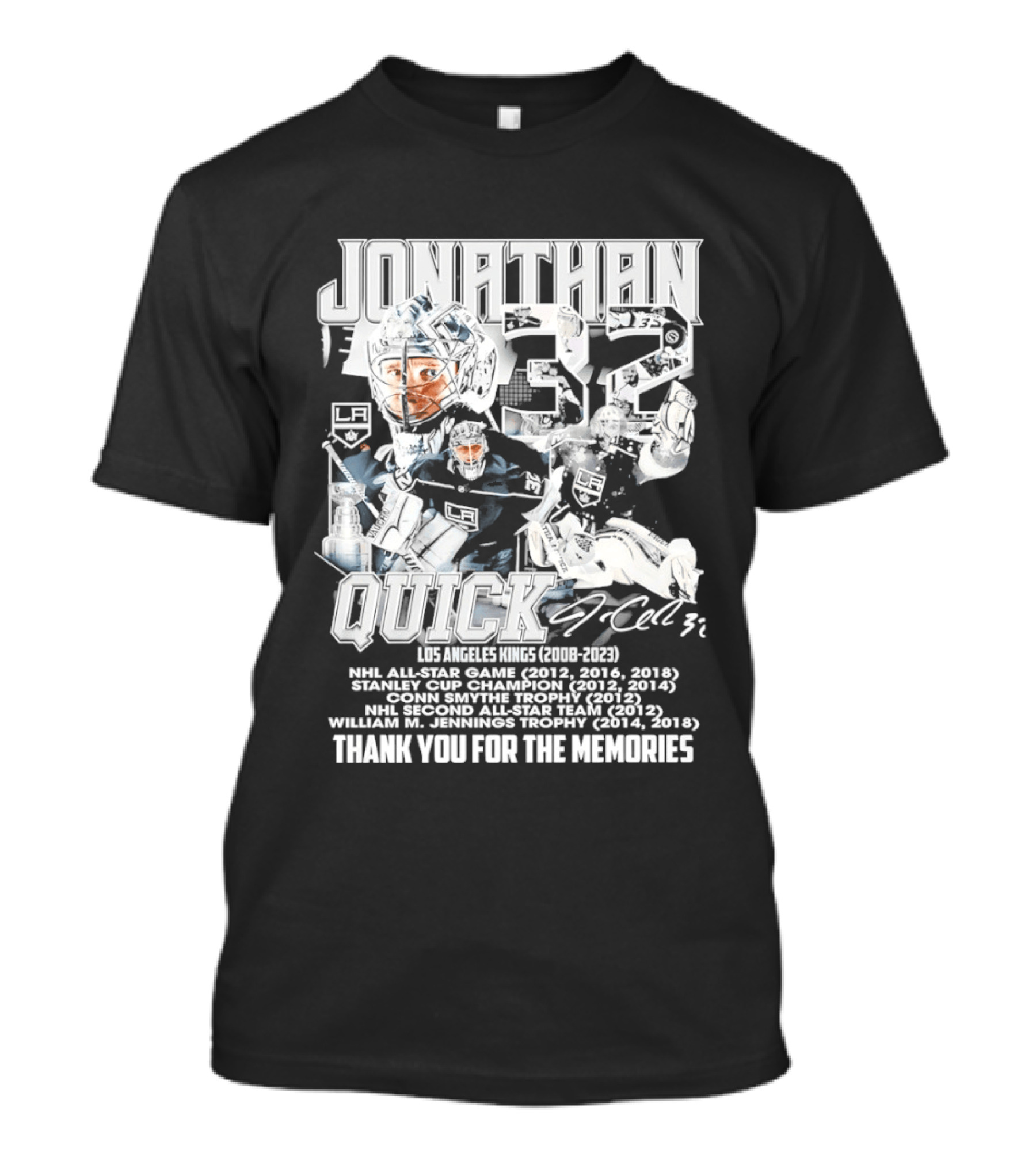 Jonathan Quick Los Angeles Kings NHL All Star Stanley Cup Champion Thank You For The Memories T-Shirt