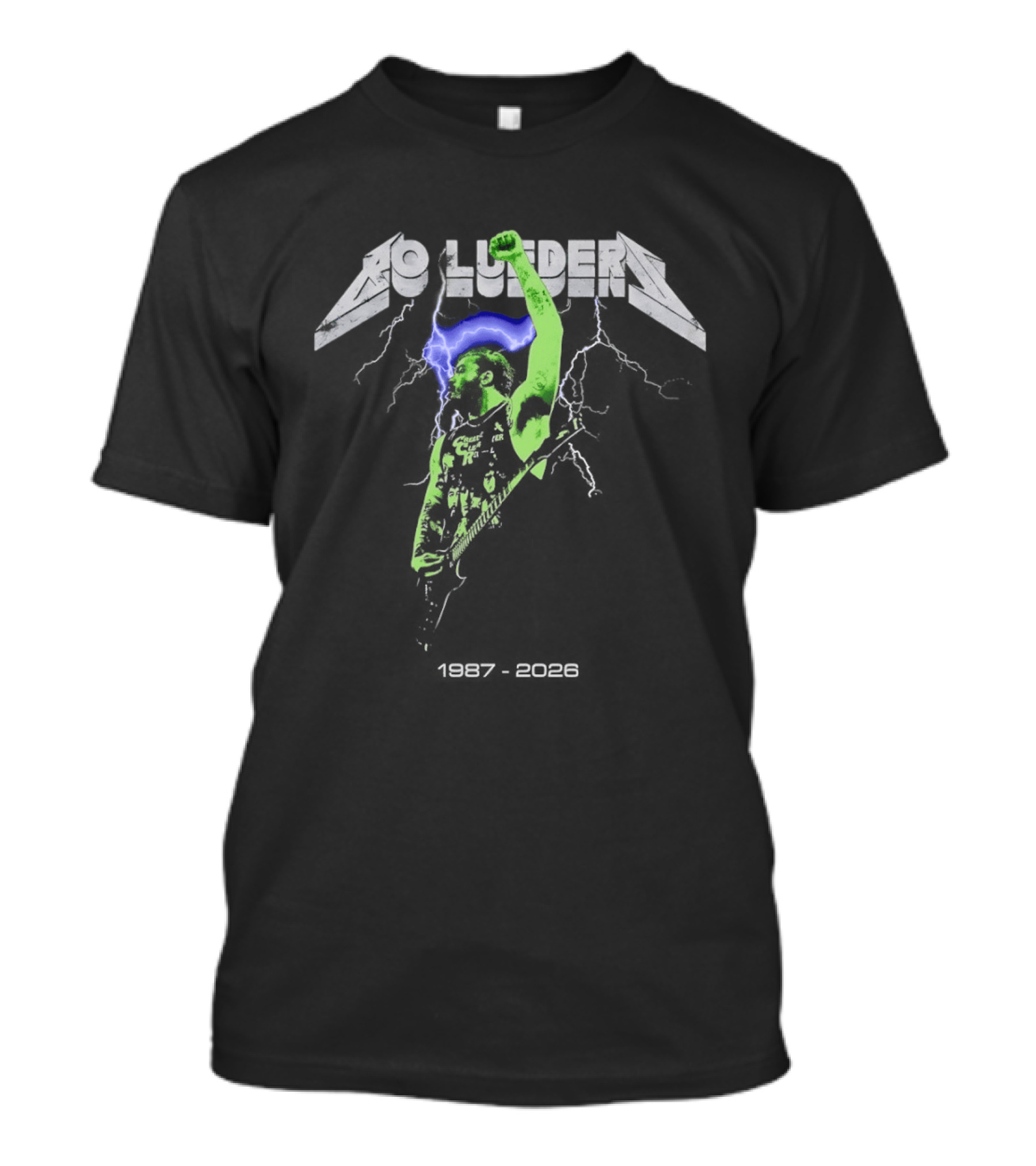 Bo Lueders 1987 2026 Lightning Bolt Raised Arm T-Shirt
