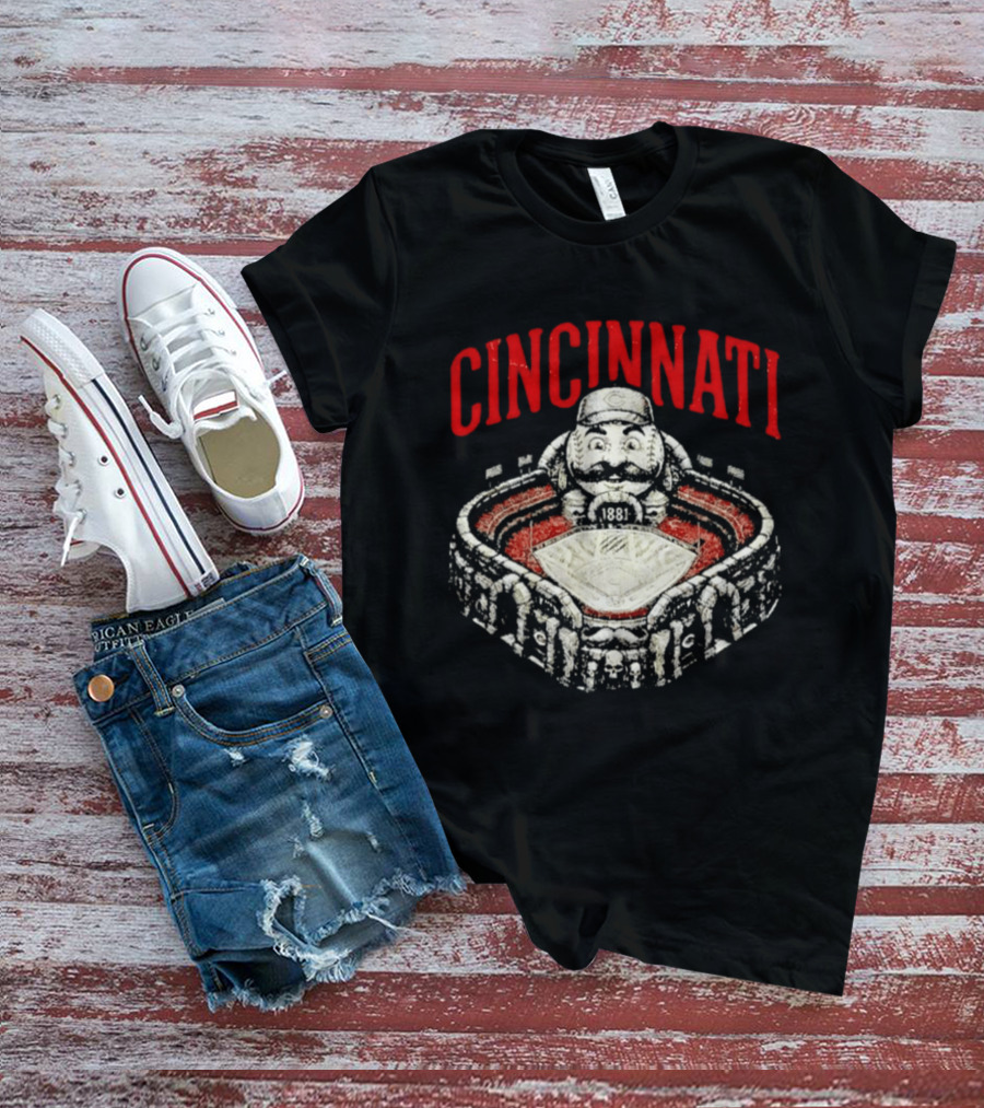 Cincinnati Reds Stadium 1881 Mascot Mashup T-Shirt