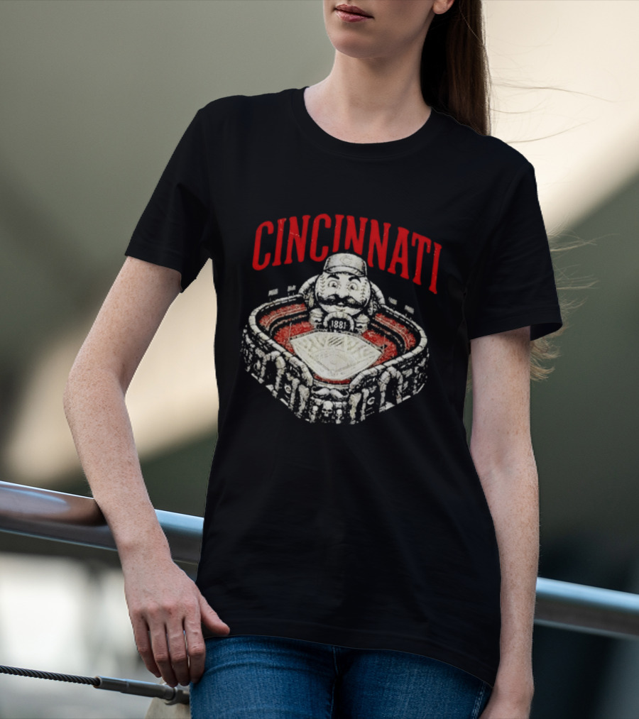 Cincinnati Reds Stadium 1881 Mascot Mashup T-Shirt