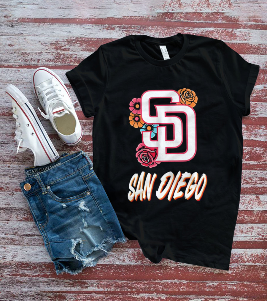 San Diego Padres 2026 Rose Floral SD T-Shirt