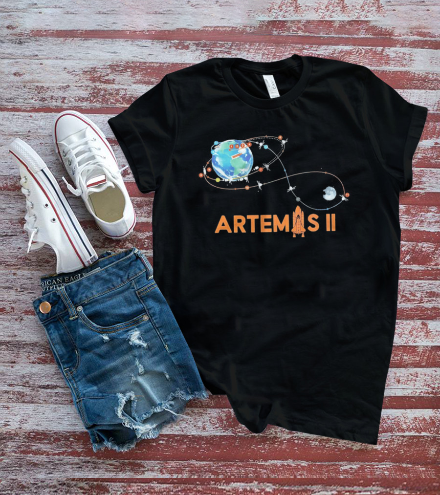 Artemis II Mission Schedule Earth To Moon Trajectory T-Shirt