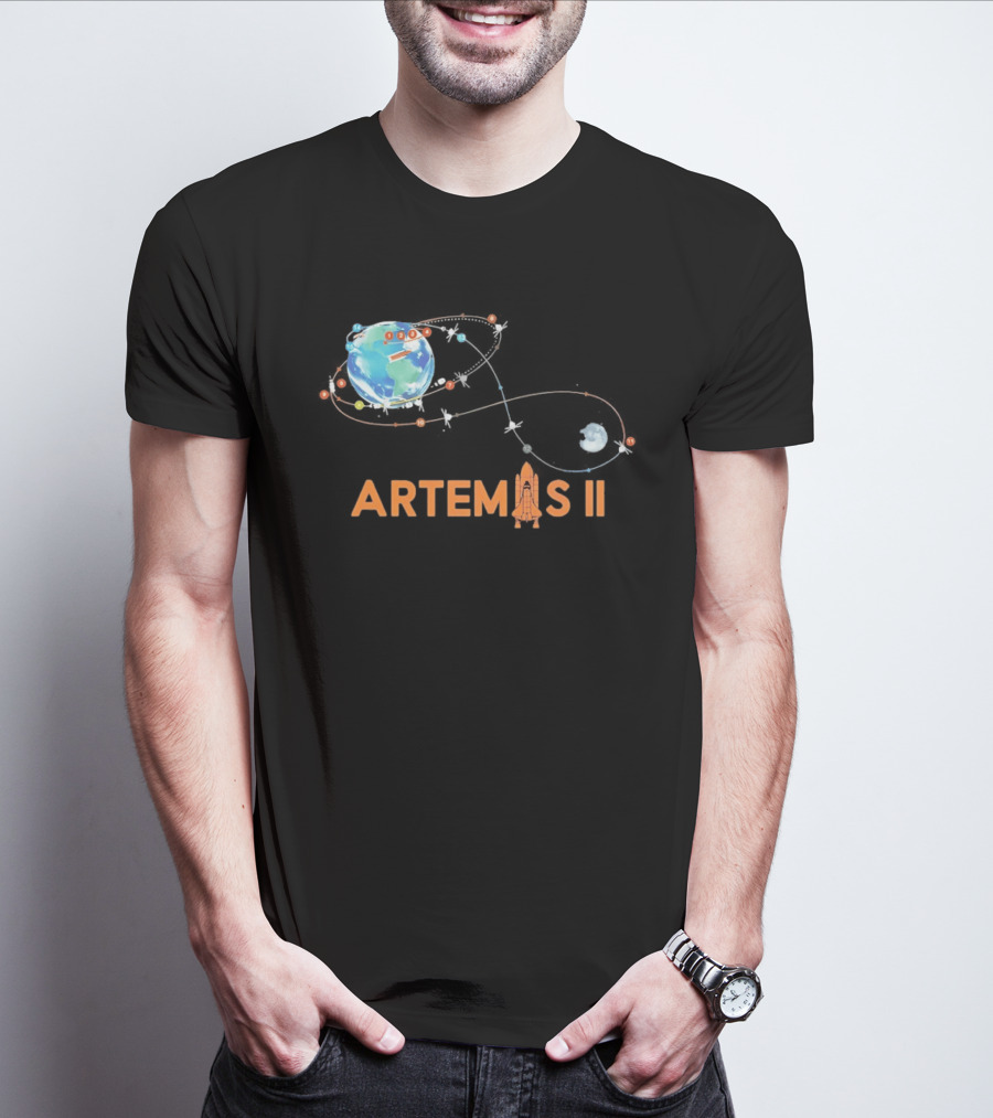 Artemis II Mission Schedule Earth To Moon Trajectory T-Shirt