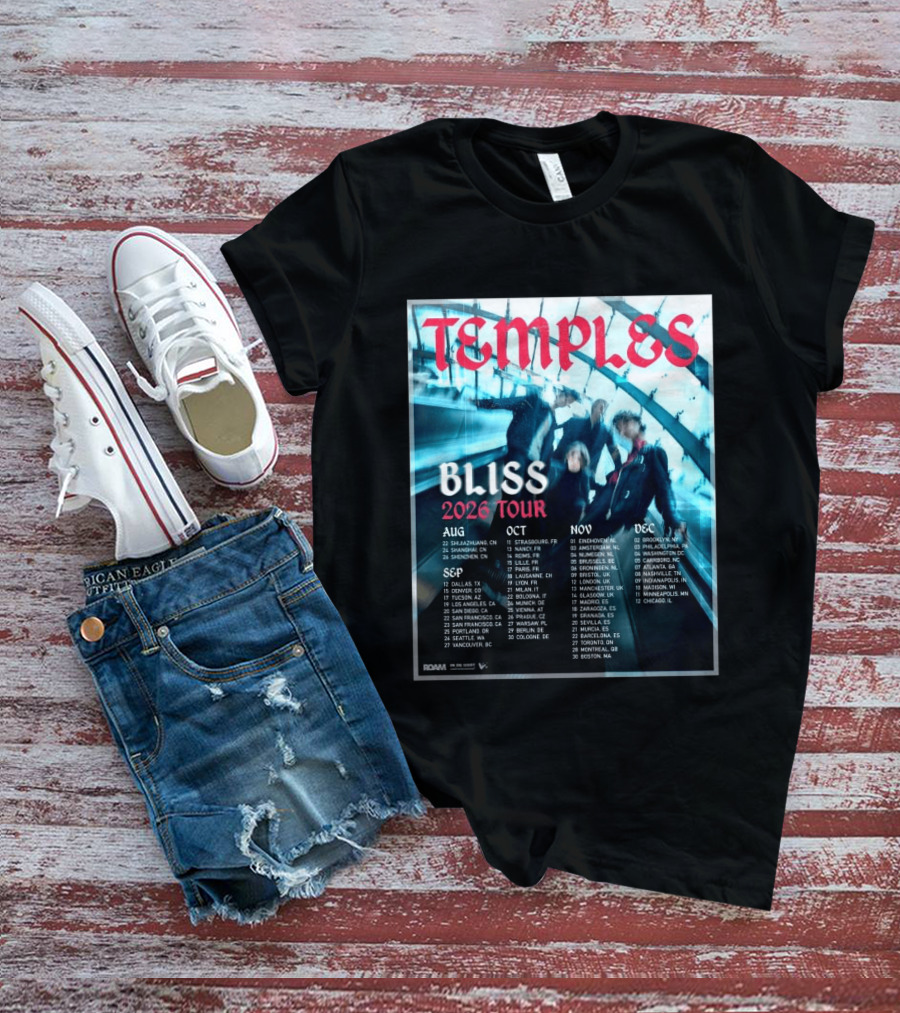 Temple Bliss 2026 Tour Dates August To December T-Shirt
