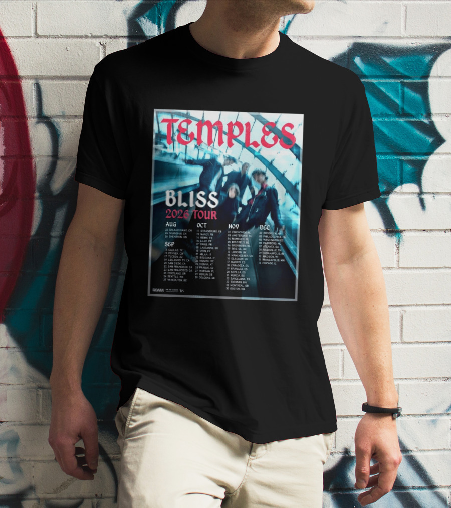 Temple Bliss 2026 Tour Dates August To December T-Shirt