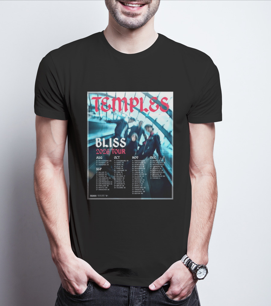Temple Bliss 2026 Tour Dates August To December T-Shirt