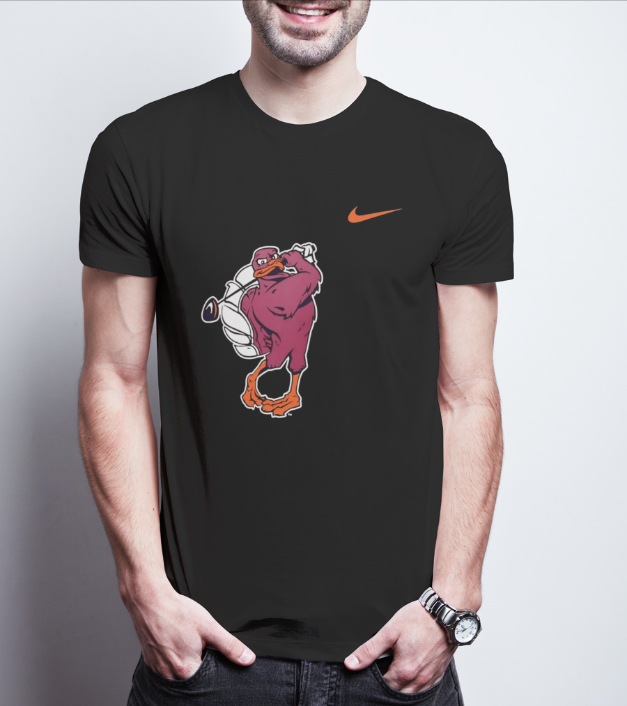 Virginia Tech Hokies Golfing Nike Swoosh Bird T-Shirt