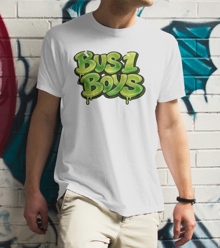 Bus 1 Boys Dripping Green Graffiti T-Shirt