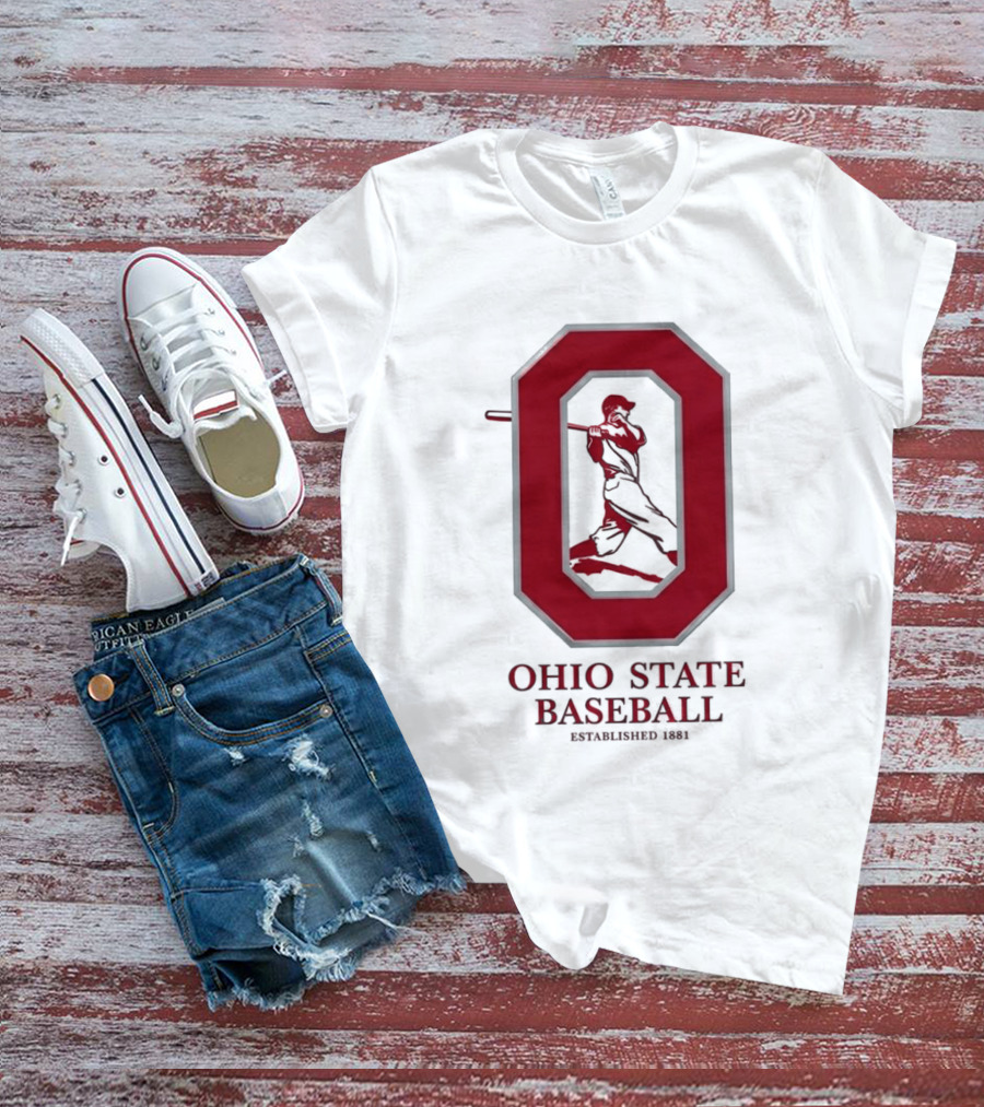 Ohio State Baseball Established 1881 Buckeyes Iconic "O" And Batter T-Shirt