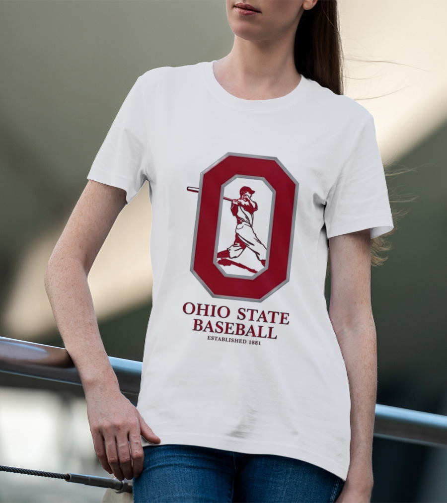 Ohio State Baseball Established 1881 Buckeyes Iconic "O" And Batter T-Shirt
