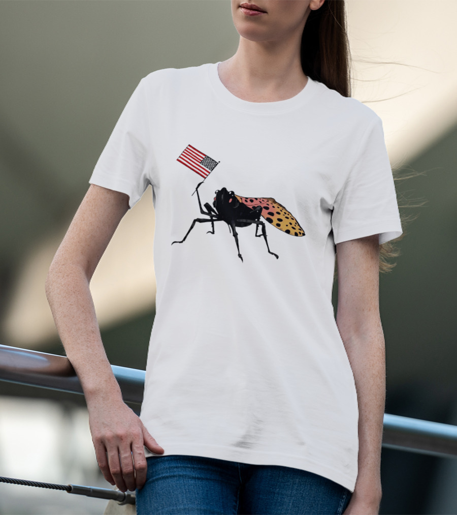 Spotted Lanternfly Holding USA Flag T-Shirt