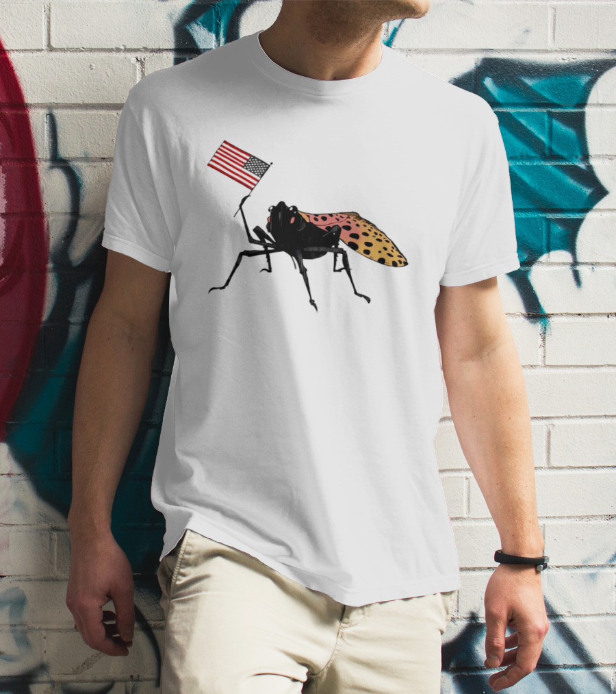 Spotted Lanternfly Holding USA Flag T-Shirt