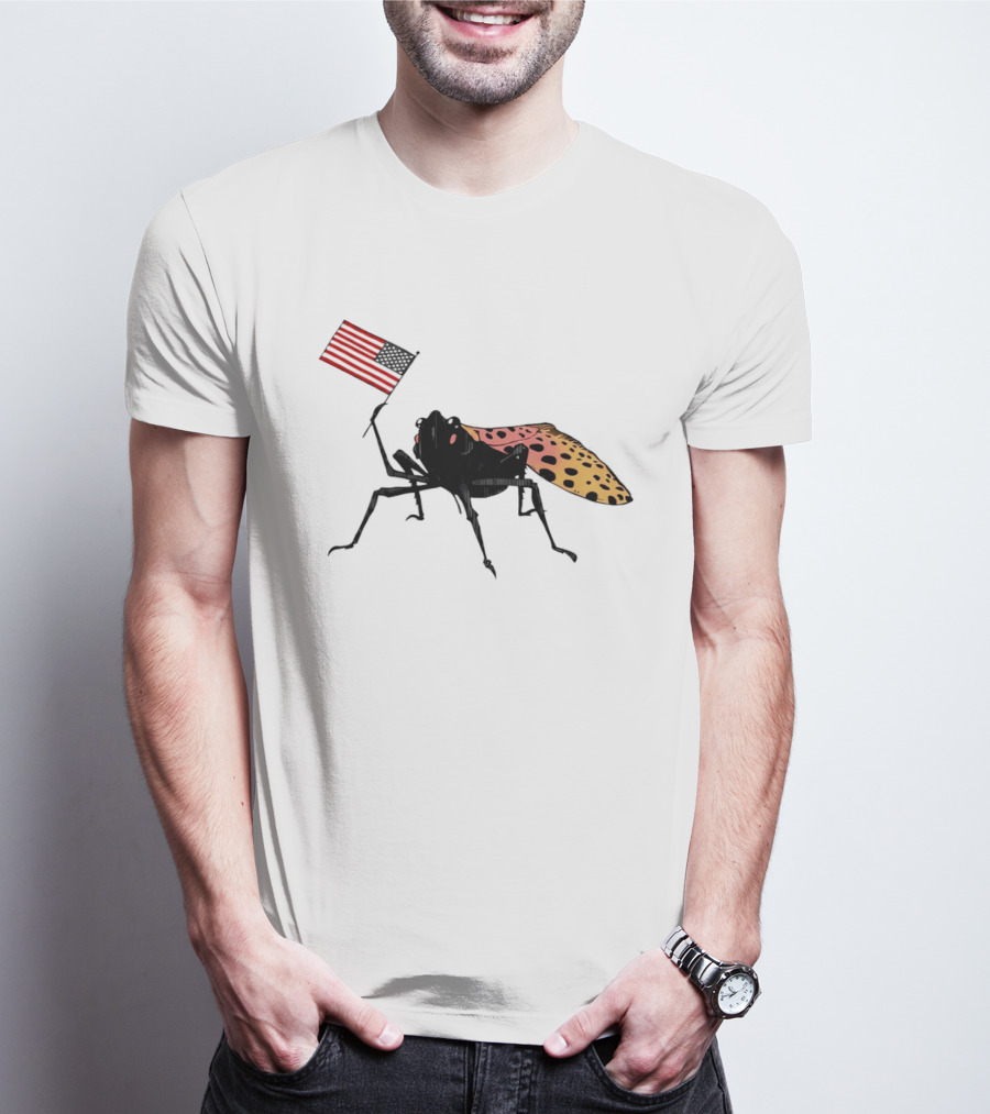 Spotted Lanternfly Holding USA Flag T-Shirt