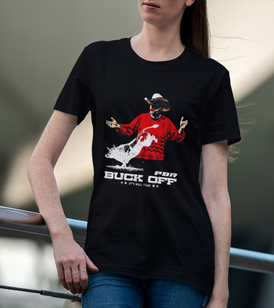 PBR Flint Buck Off It's Bull Time Cowboy Hat Bull Rider Red Sweater T-Shirt