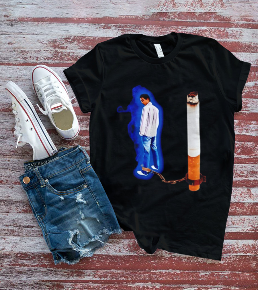 Man In Blue Jeans With Chains Connected To Burning Cigarette T-Shirt