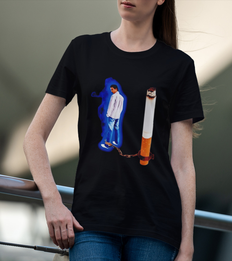 Man In Blue Jeans With Chains Connected To Burning Cigarette T-Shirt