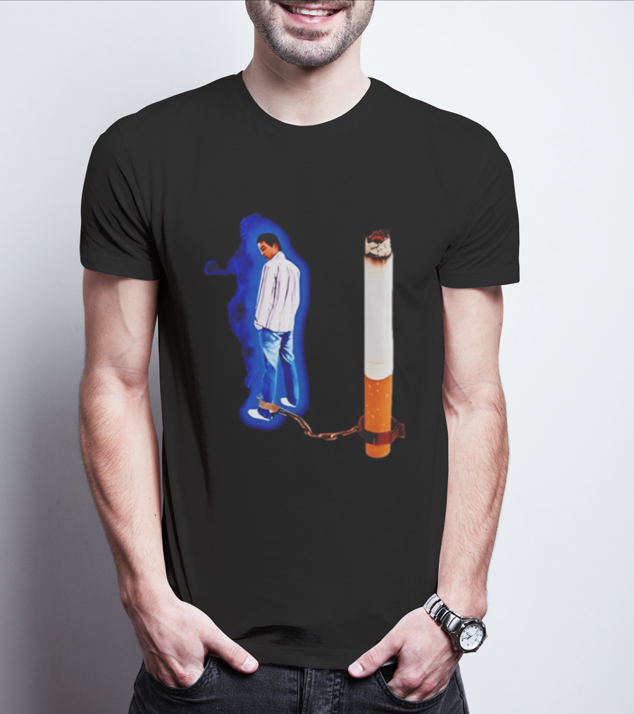 Man In Blue Jeans With Chains Connected To Burning Cigarette T-Shirt