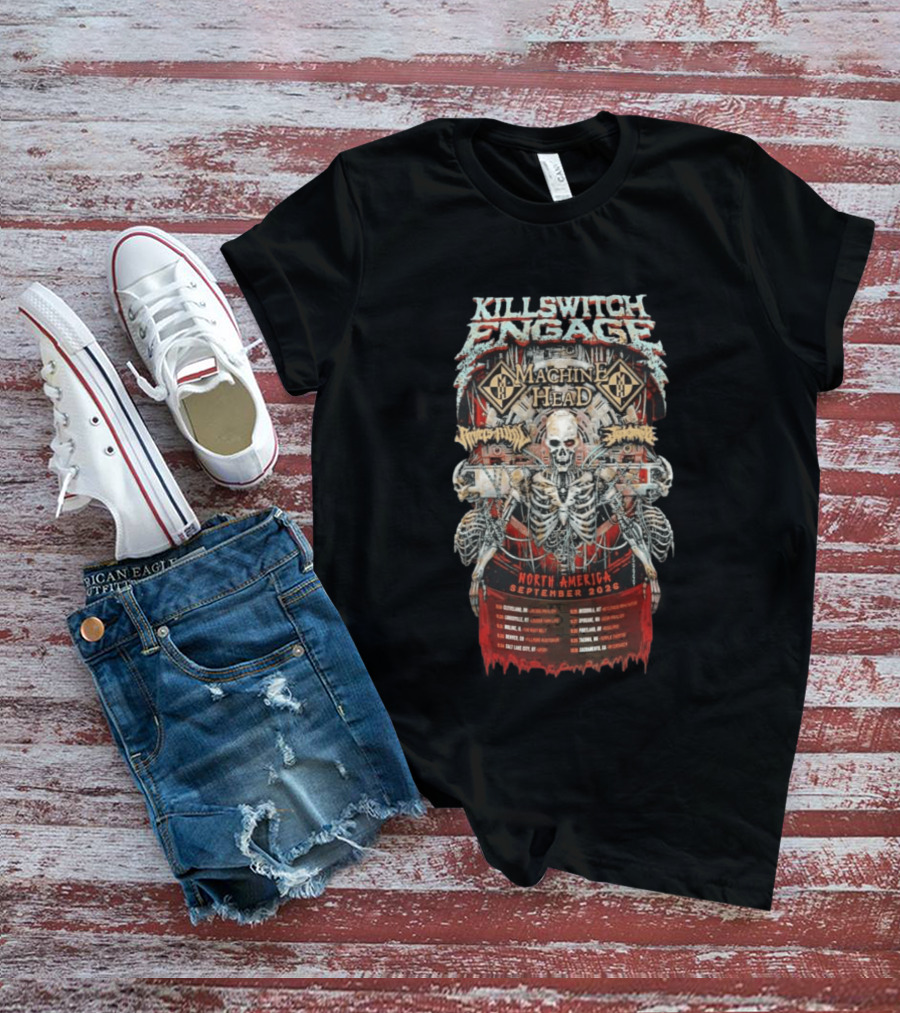 KILLSWITCH ENGAGE Machine Head North America Tour September 2026 Skeleton T-Shirt