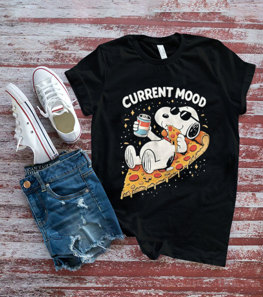 Current Mood Snoopy Relaxing Eating Pizza On A Slice T-Shirt