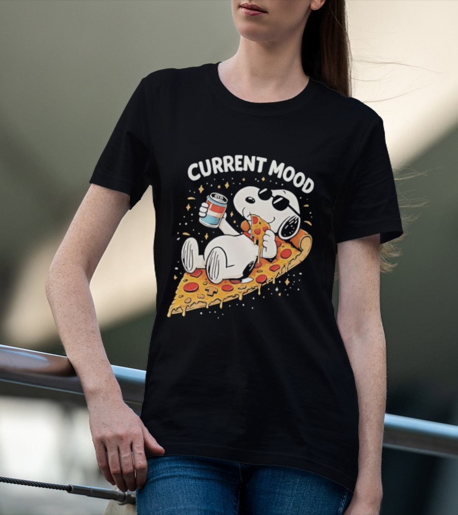 Current Mood Snoopy Relaxing Eating Pizza On A Slice T-Shirt