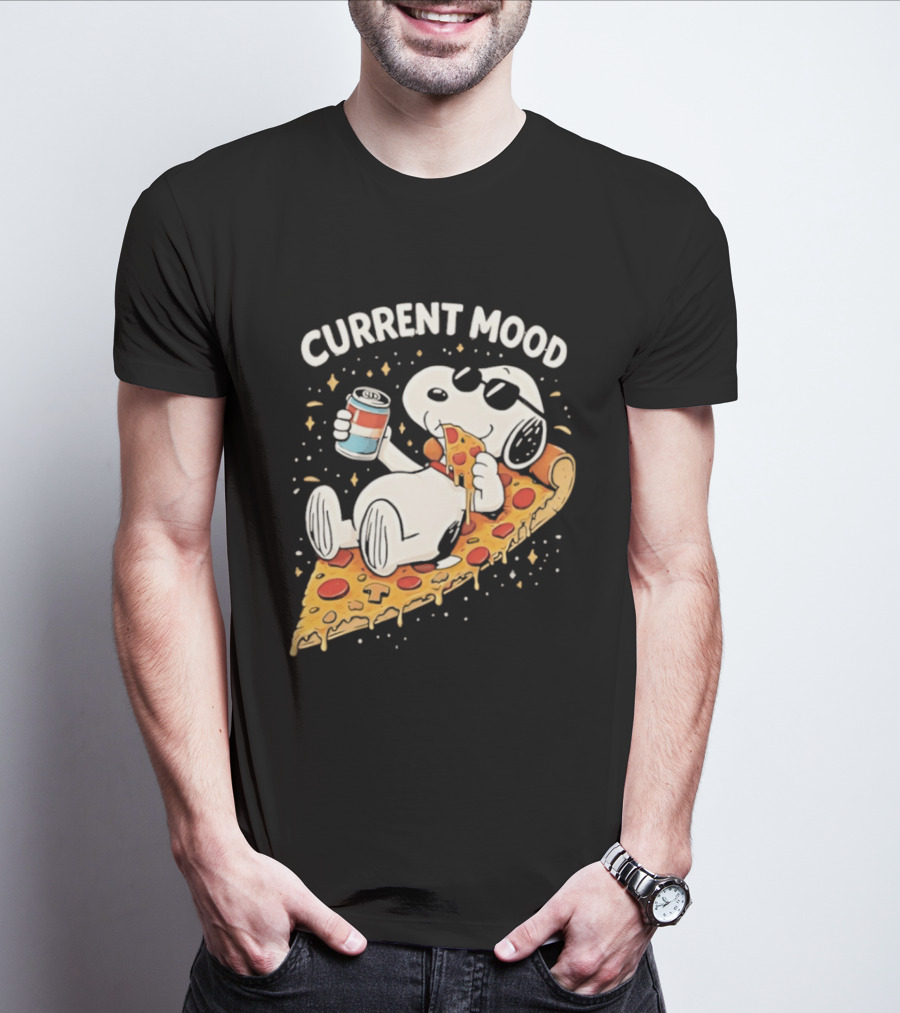 Current Mood Snoopy Relaxing Eating Pizza On A Slice T-Shirt