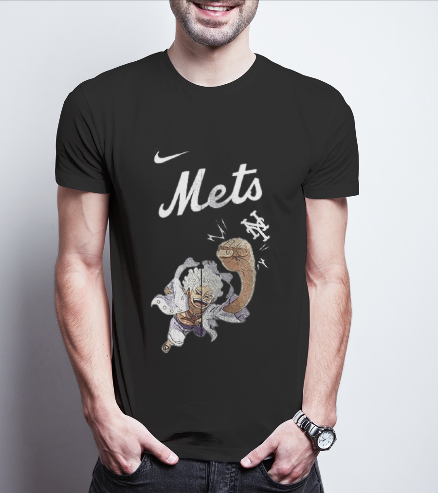 New York Mets X One Piece Luffy Nike Collaboration T-Shirt