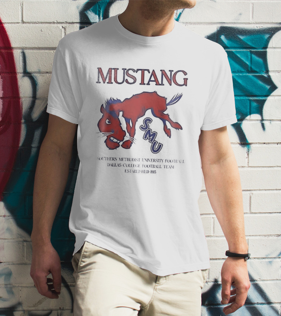 SMU Mustangs Southern Methodist University Red Blue Mustang T-Shirt
