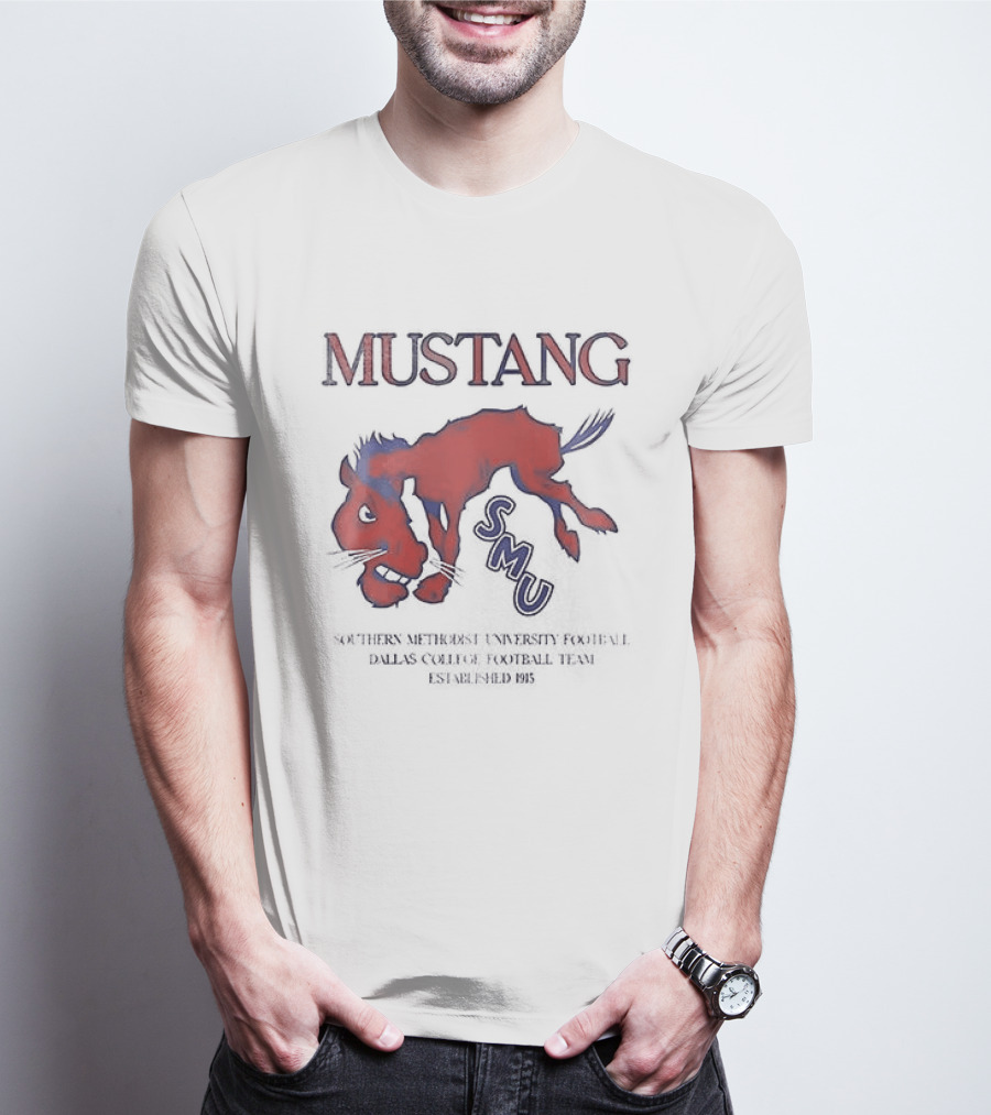SMU Mustangs Southern Methodist University Red Blue Mustang T-Shirt