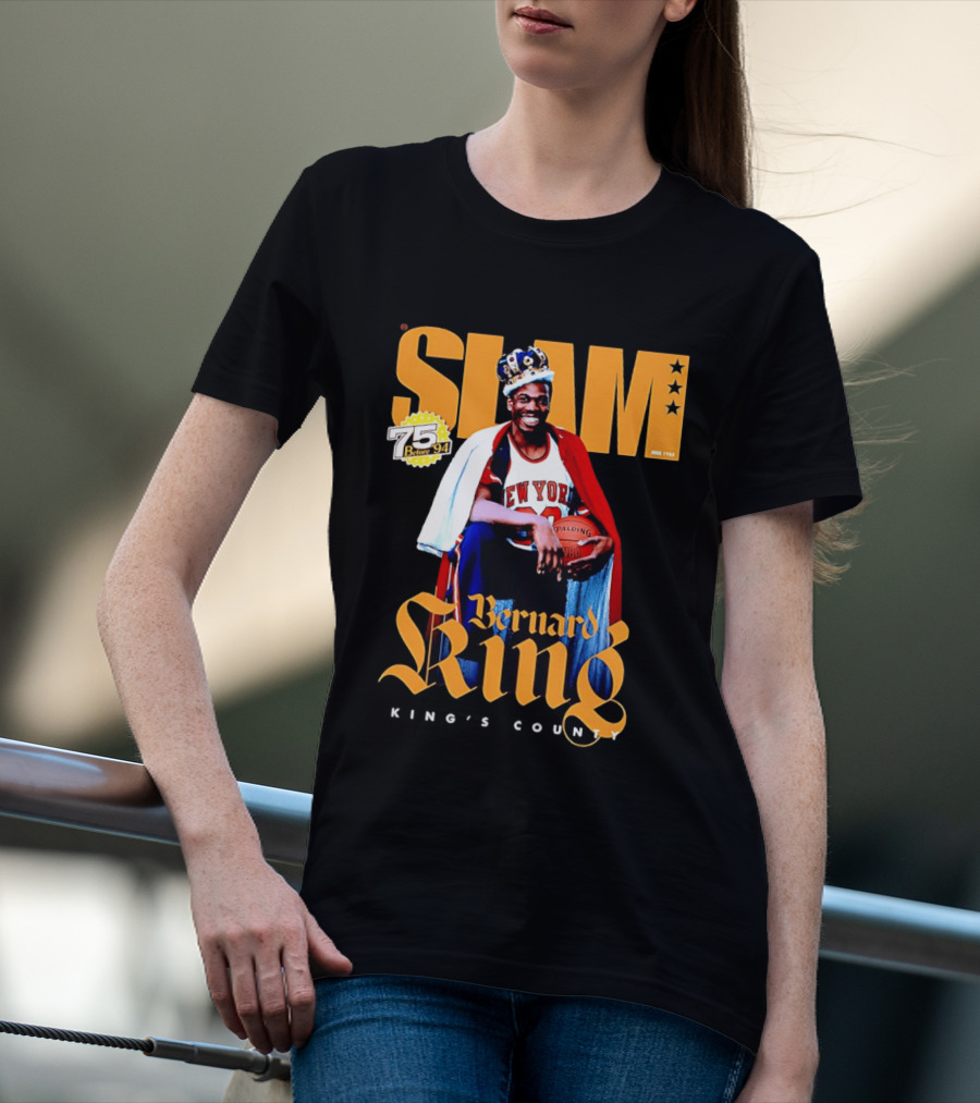 Bernard King New York Knicks Slam June 1995 King's County 75 Before 94 T-Shirt