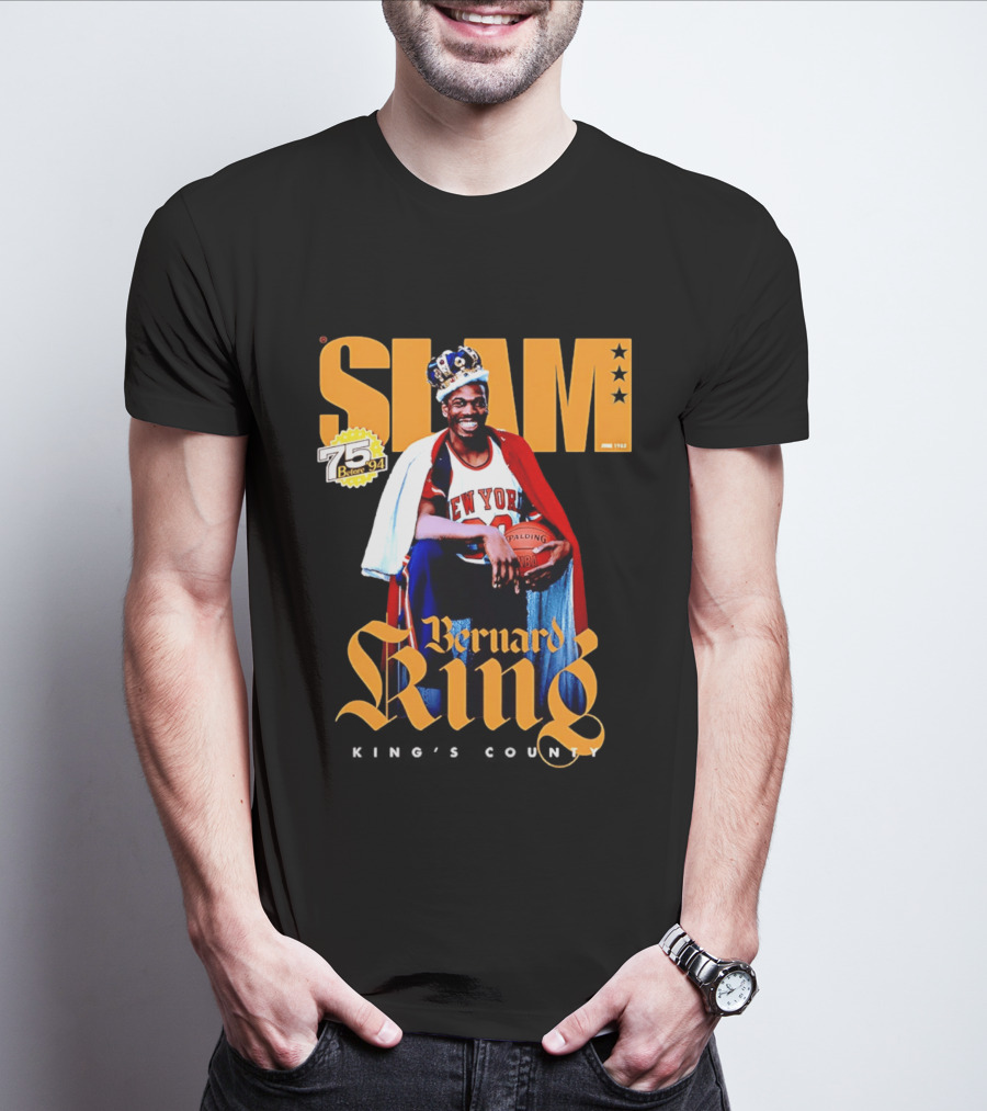 Bernard King New York Knicks Slam June 1995 King's County 75 Before 94 T-Shirt