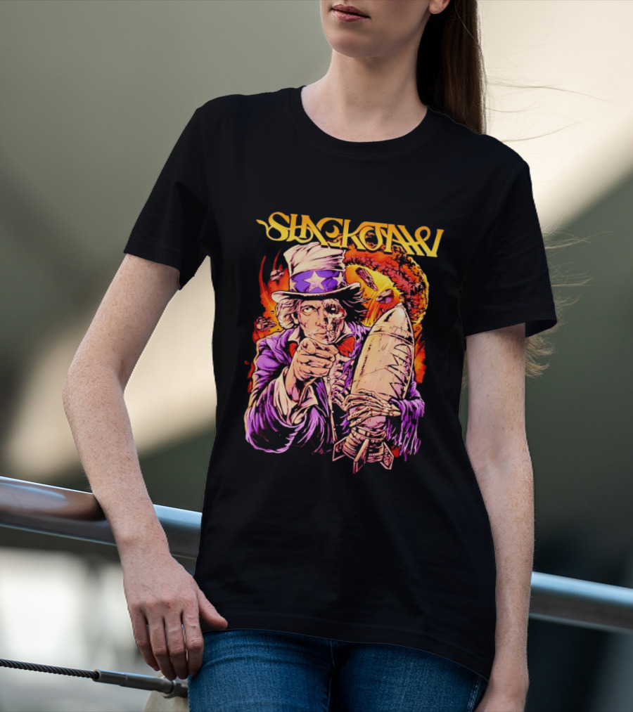 Slackjaw WMD Uncle Sam Nuclear Explosion Rocket T-Shirt