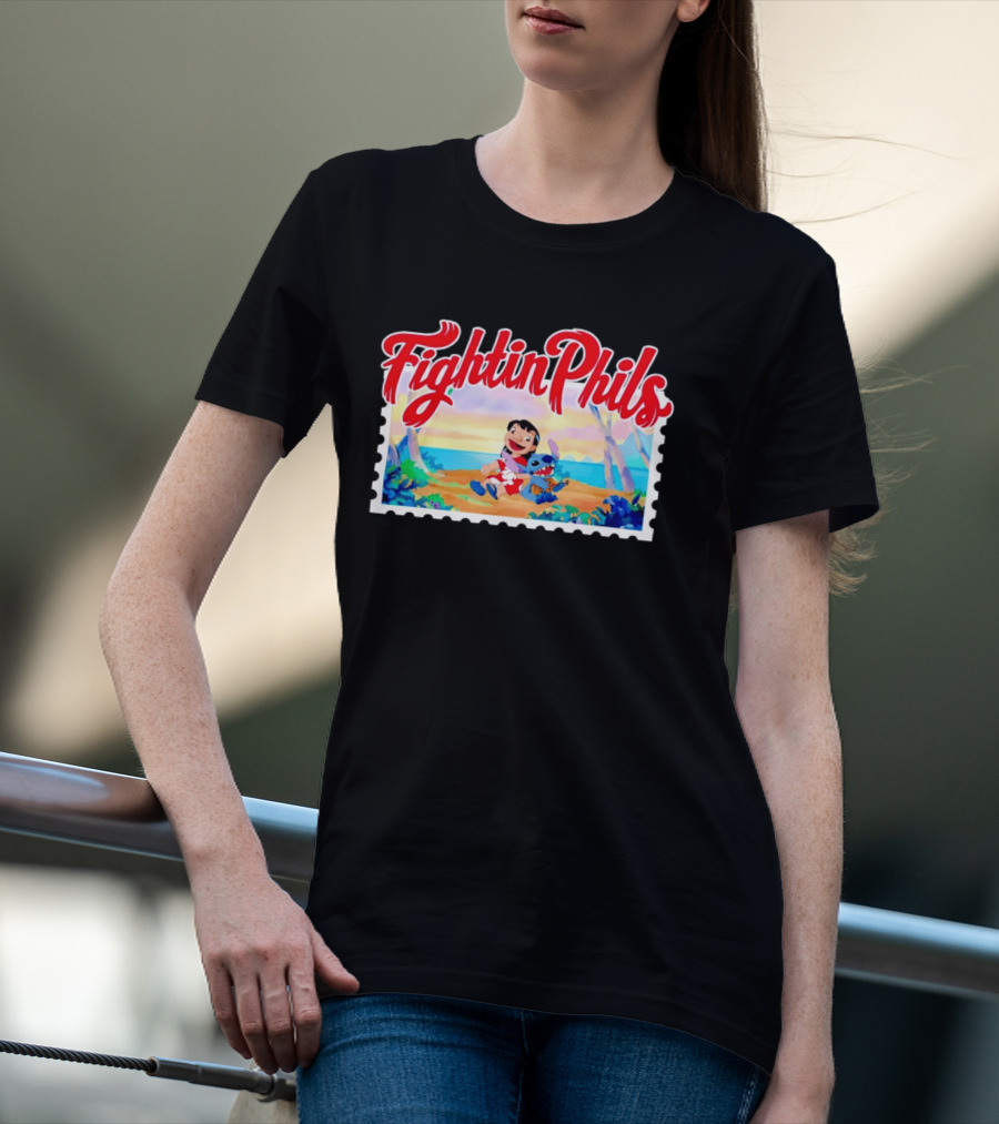 Reading Fightin Phils Lilo And Stitch Collaboration Sports T-Shirt