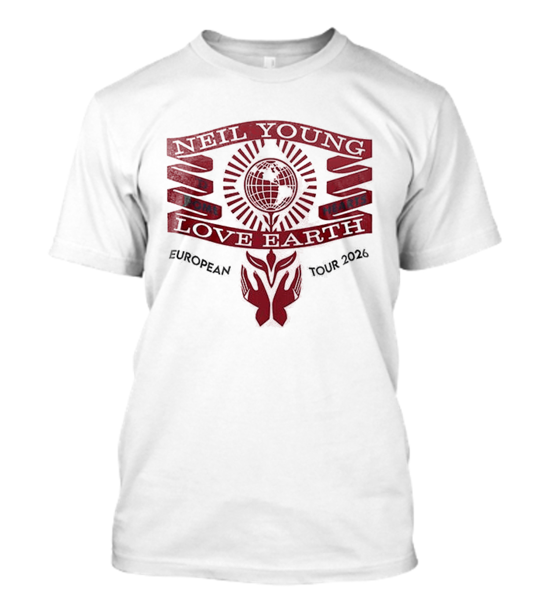 Neil Young Love Earth Hearts And Chrome European Tour 2026 Dates Schedule T-Shirt