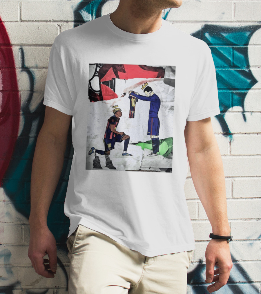Lionel Messi Lamine Yamal Barcelona FC Art Collaboration T-Shirt