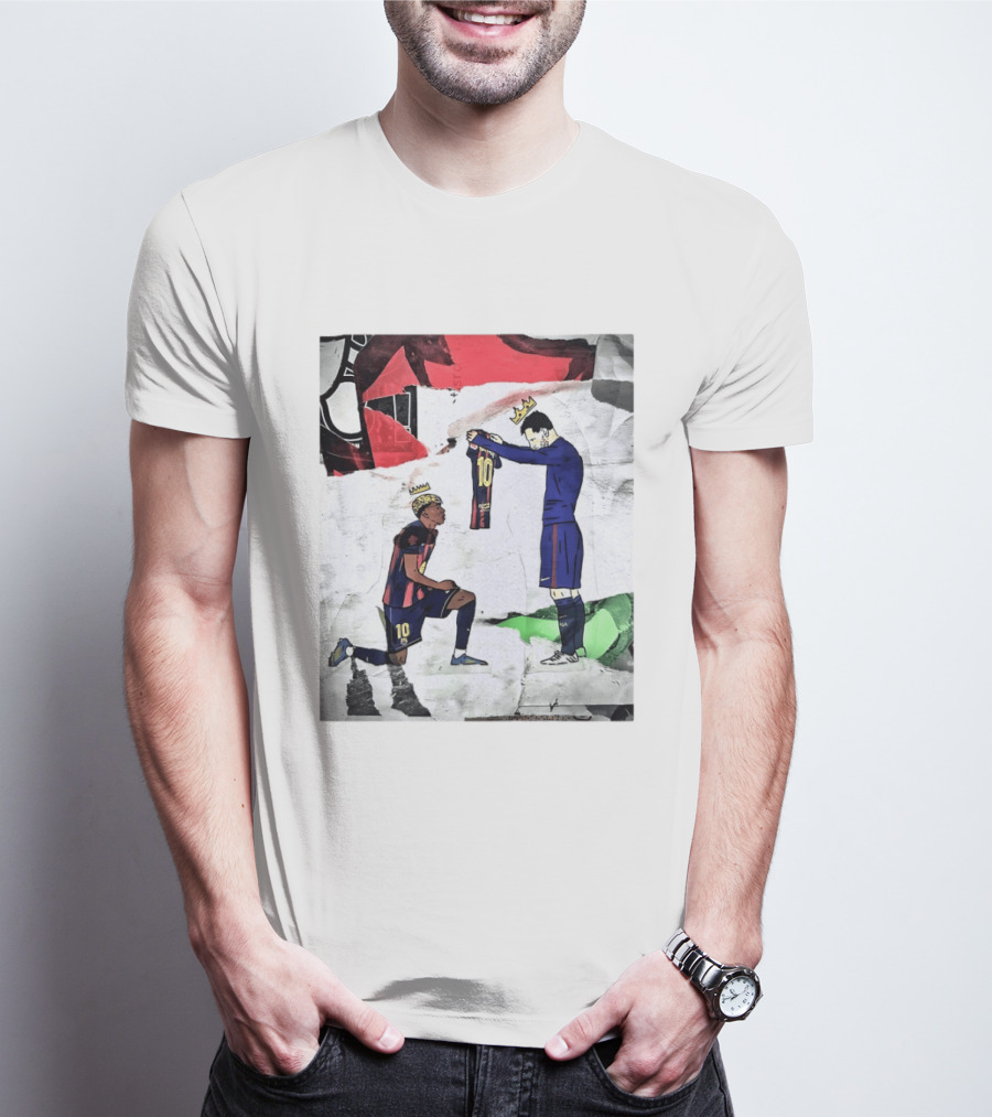 Lionel Messi Lamine Yamal Barcelona FC Art Collaboration T-Shirt