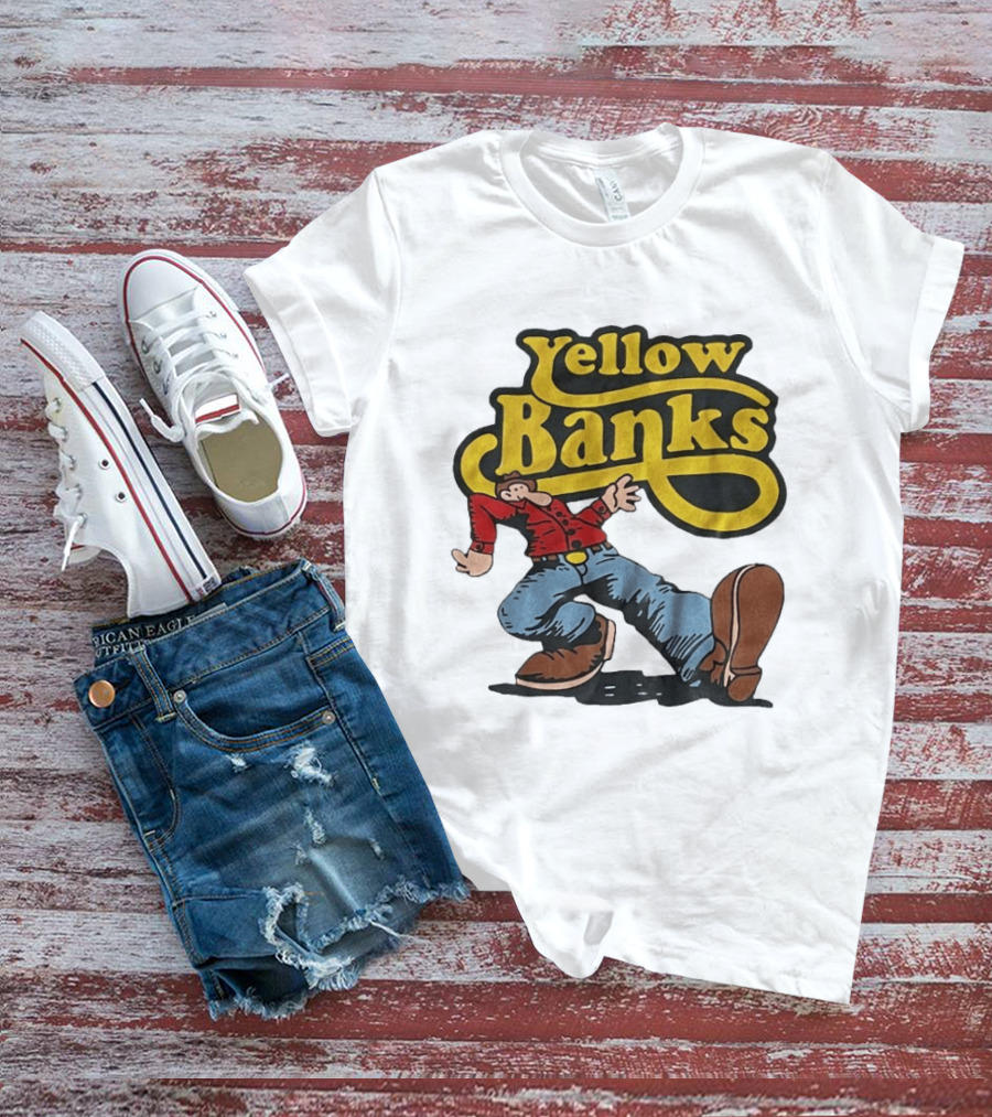 Yellow Banks Retro Cartoon Style Fun T-Shirt