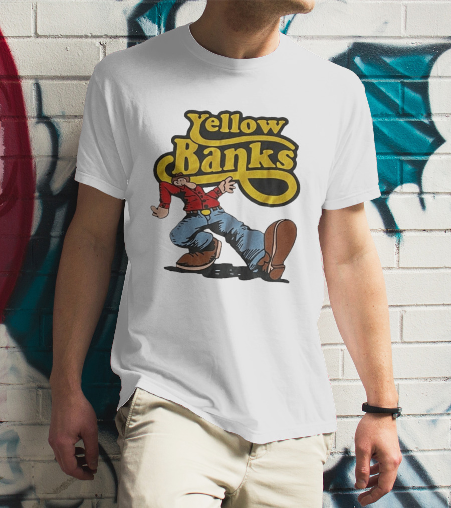 Yellow Banks Retro Cartoon Style Fun T-Shirt