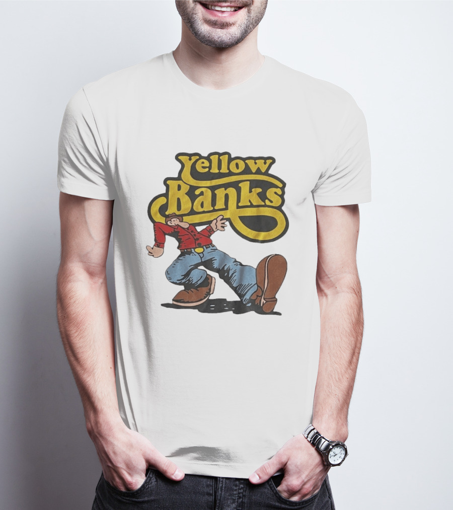 Yellow Banks Retro Cartoon Style Fun T-Shirt