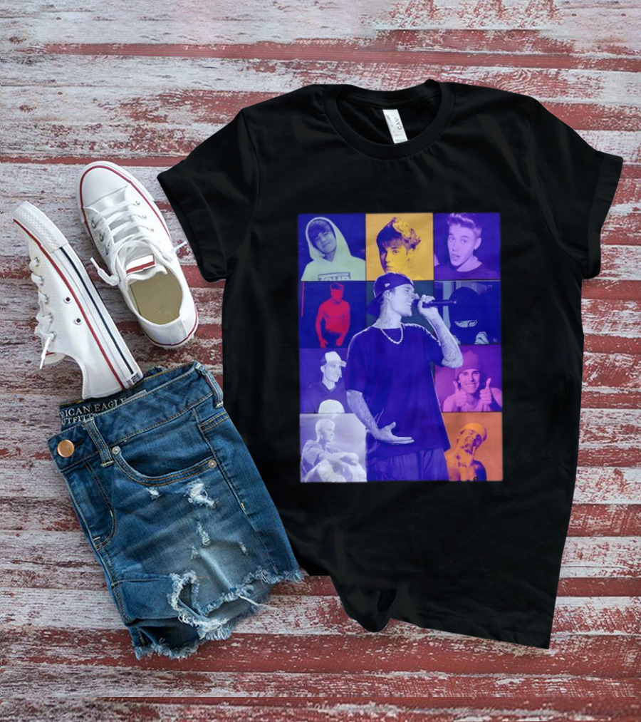 Justin Bieber The Eras Tour Concert Retro Photo Collage T-Shirt