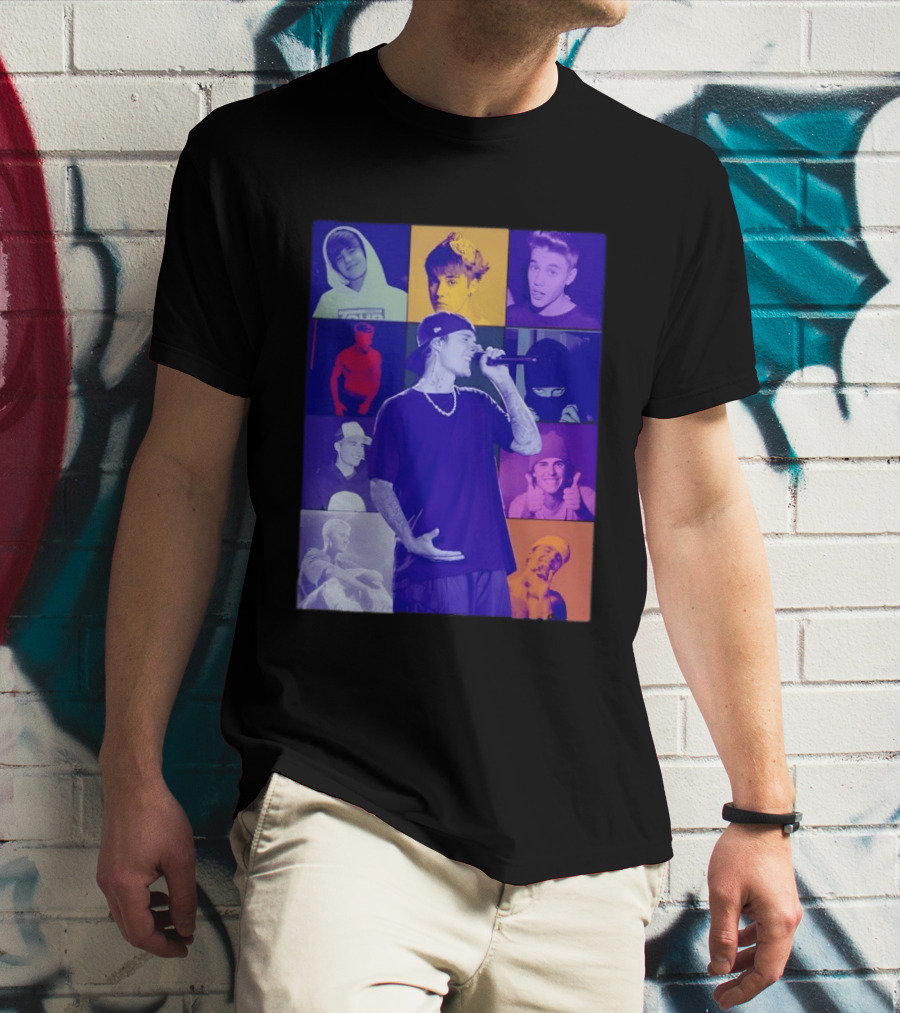 Justin Bieber The Eras Tour Concert Retro Photo Collage T-Shirt