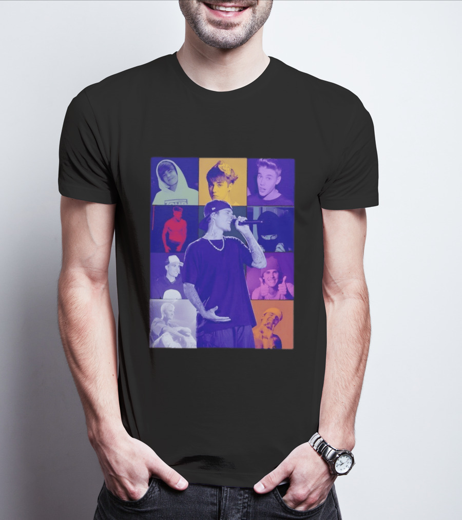 Justin Bieber The Eras Tour Concert Retro Photo Collage T-Shirt