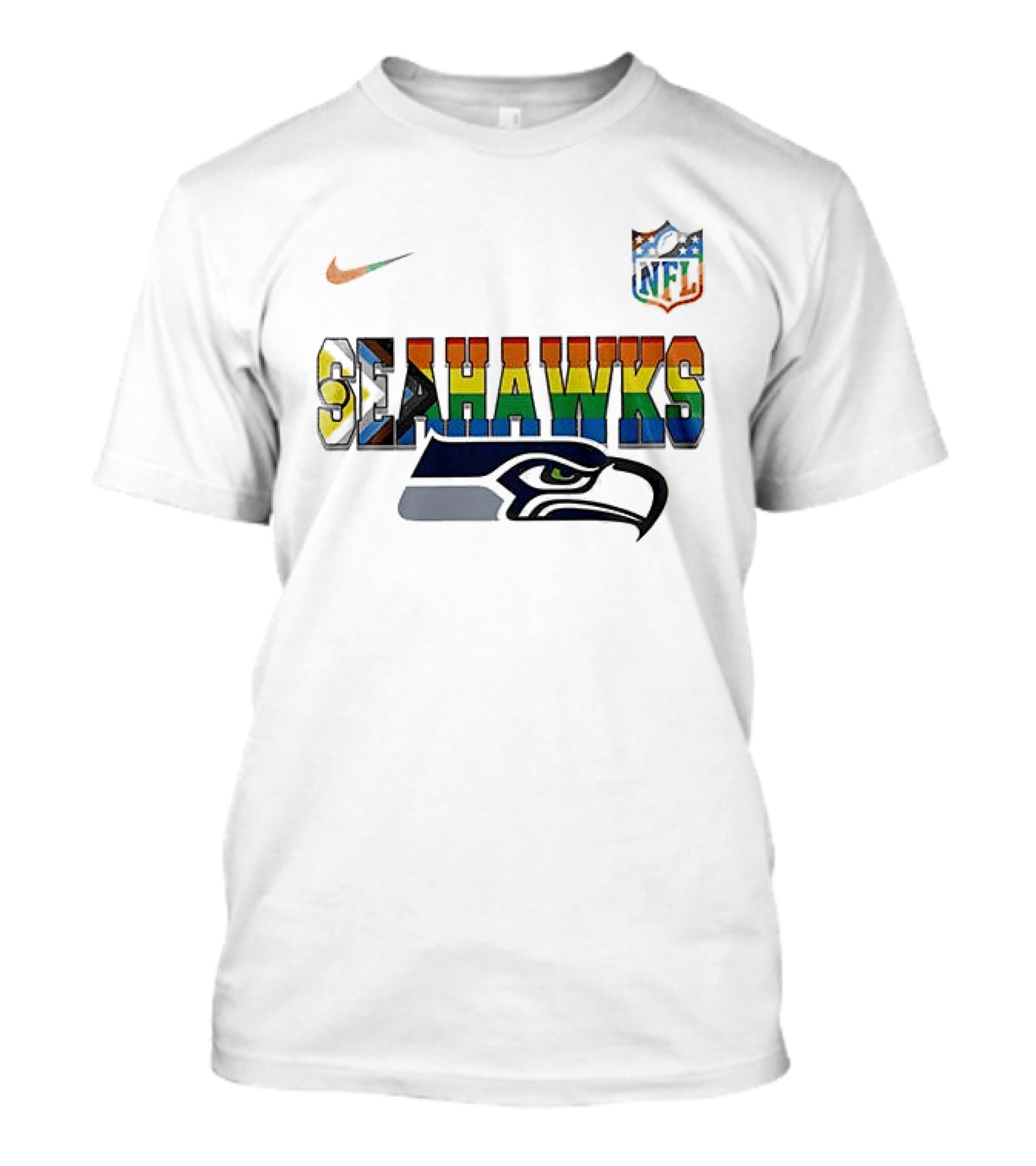 Seattle Seahawks Rainbow Pride NFL Peanuts Collaboration Snoopy Nike T-Shirt