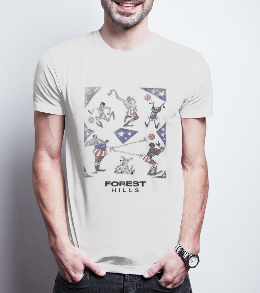 Forest Hills Basketball Cartoon Characters T-Shirt