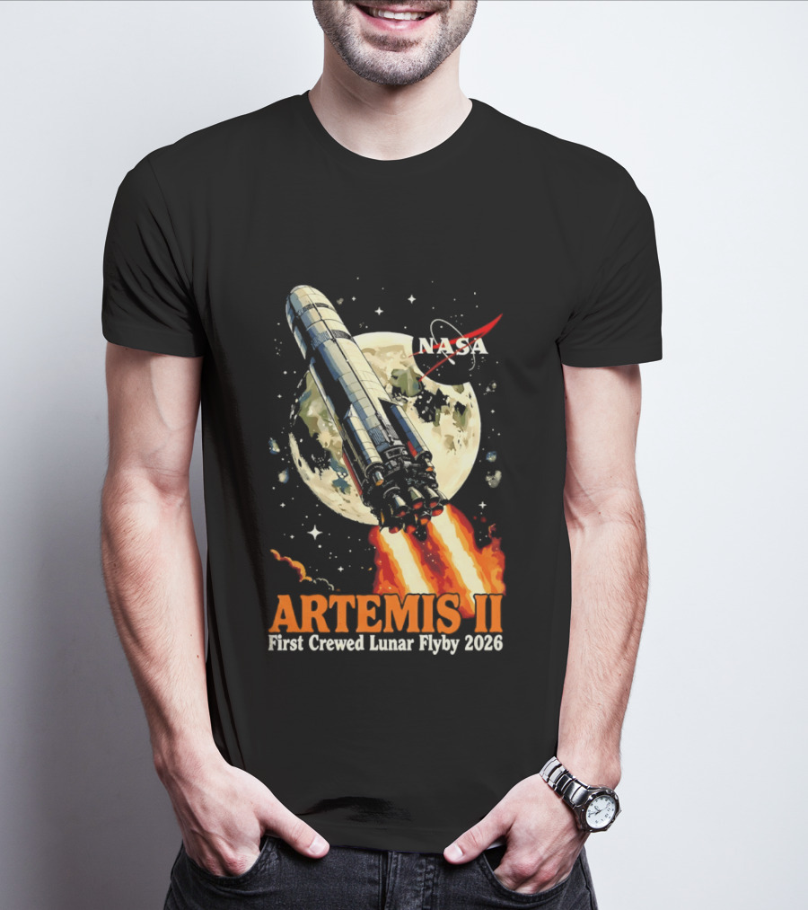 NASA Artemis II 2026 First Crewed Lunar Flyby Mission Launch T-Shirt